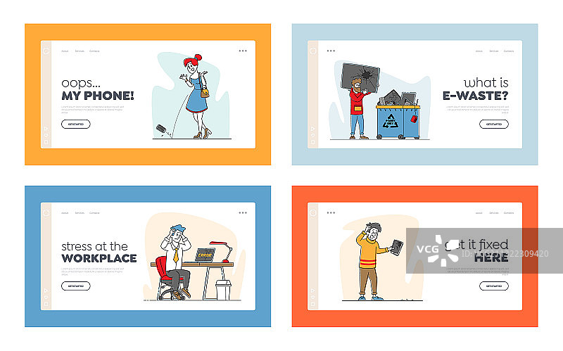 人物使用损坏的设备引导页图片素材