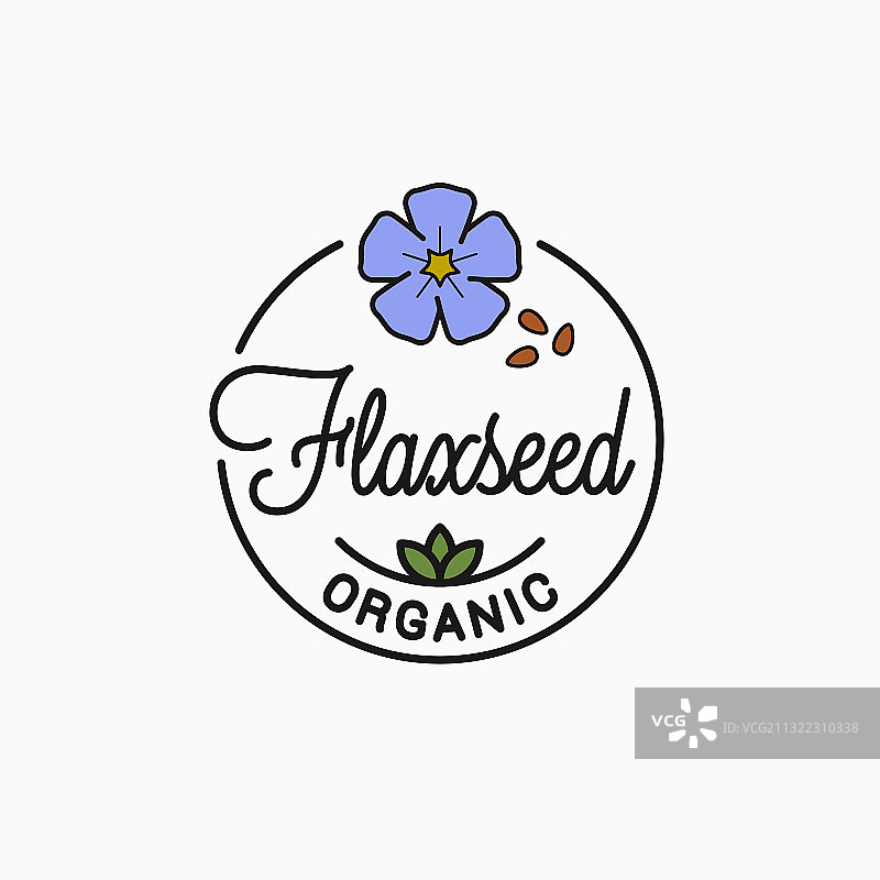 亚麻籽圆形线性Logo图片素材