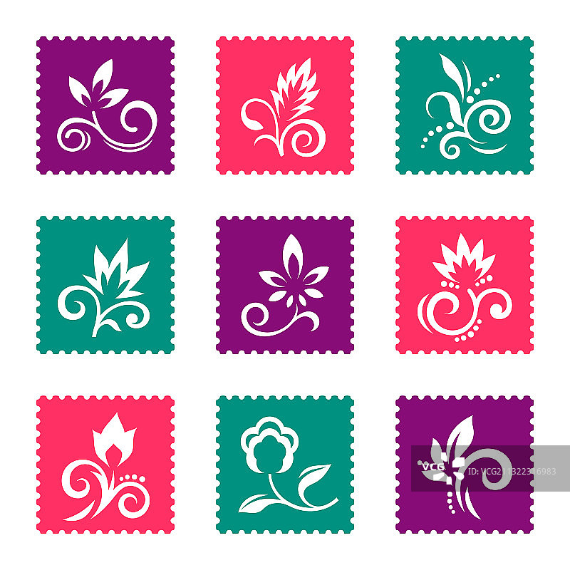 花卉图案邮票图片素材
