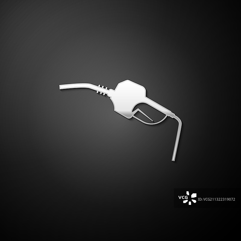 黑色背景上的银色汽油泵喷嘴图标图片素材