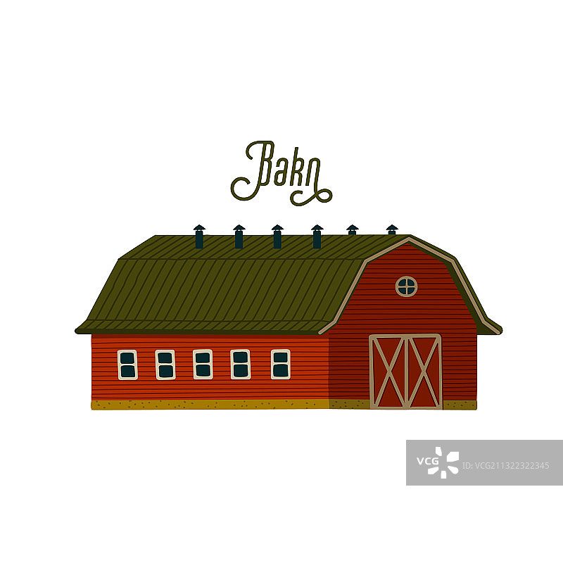 乡村风格的红色谷仓木屋或马厩图片素材