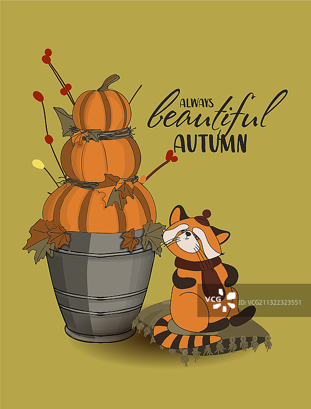 小熊猫与落叶美食图片素材