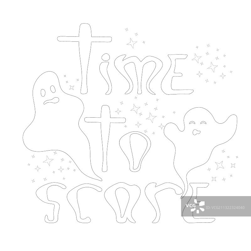 万圣节恐怖涂色书页图片素材