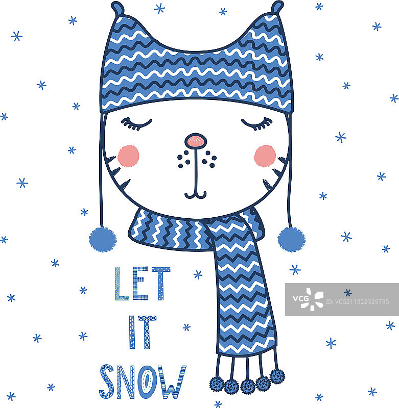 戴着暖帽子的可爱猫图片素材