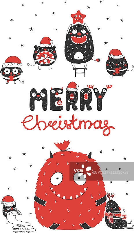 可爱又有趣的圣诞节怪物图片素材