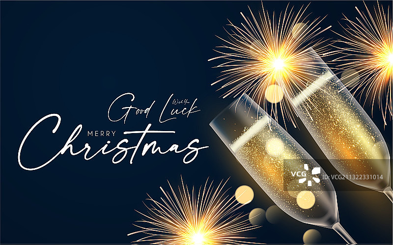闪耀香槟圣诞快乐新年好图片素材