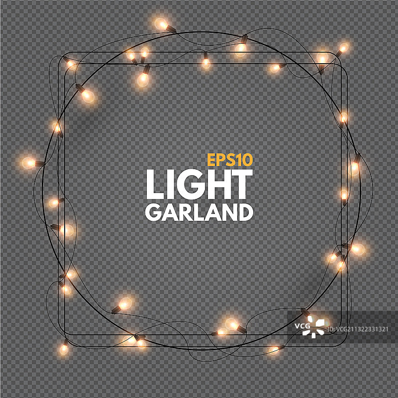 透明背景上闪耀的灯串图片素材