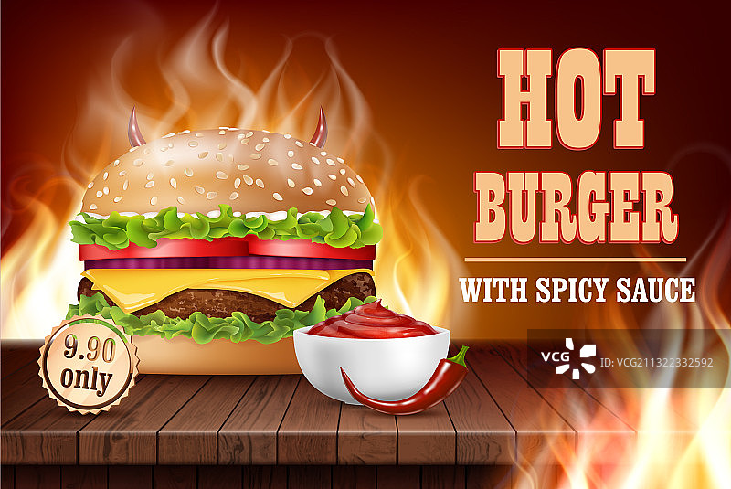 逼真细致的3D汉堡广告banner概念图片素材