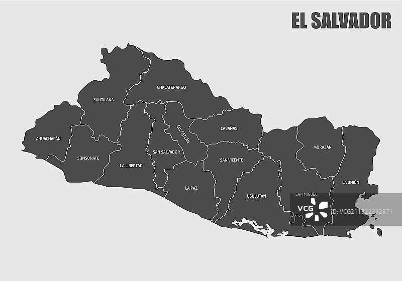 萨尔瓦多部门地图图片素材