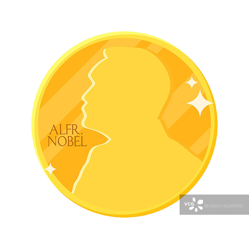 扁平风格金色诺贝尔奖章图片素材