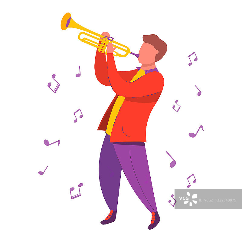 男子演奏小号，时髦的爵士音乐家图片素材