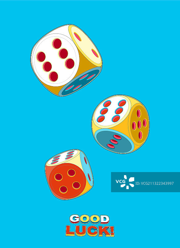 三个六点幸运骰子图片素材