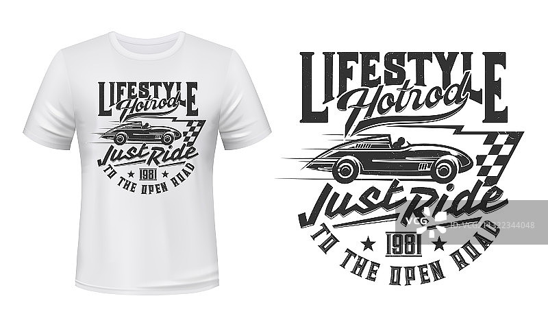 复古改装车赛T恤印花模板图片素材
