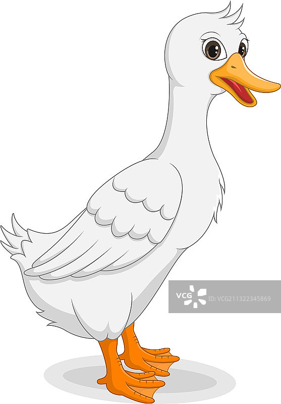卡通趣味鹅，白色背景上独立展示图片素材