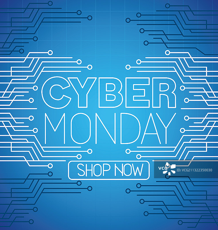 蓝色背景上的网络星期一电路图片素材