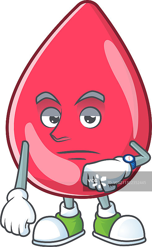 手势等待的红色血液卡通吉祥物图片素材