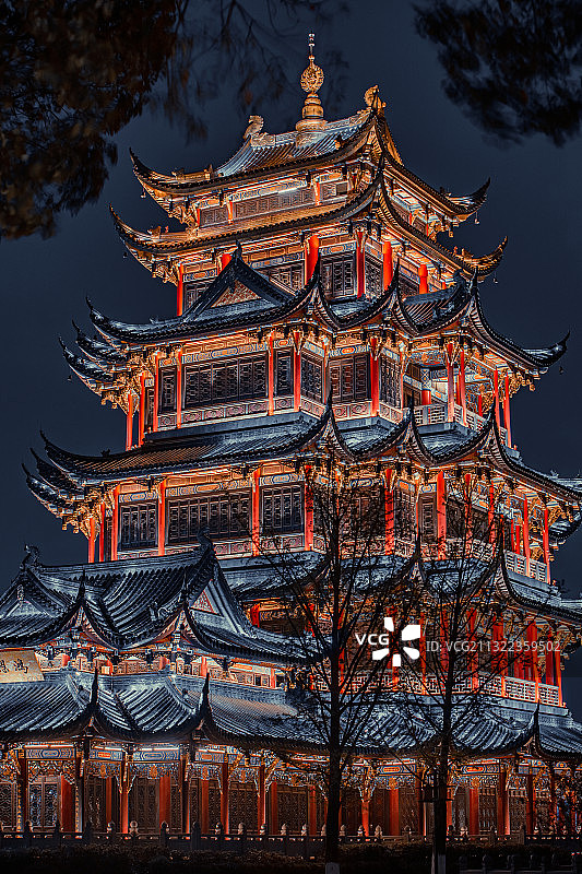 鸿恩阁夜景图片素材
