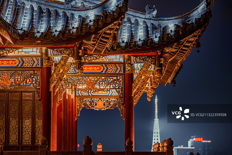 鸿恩阁夜景图片素材