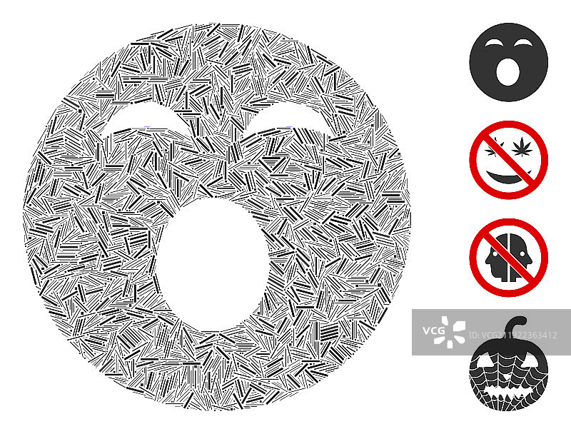 线性困倦的笑脸图标马赛克图片素材