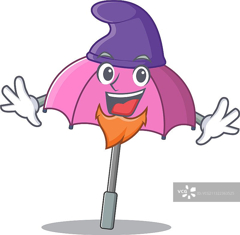 可爱滑稽的粉色雨伞卡通人物图片素材