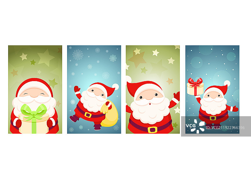 圣诞节礼品标签卡片与圣诞老人徽章套装图片素材