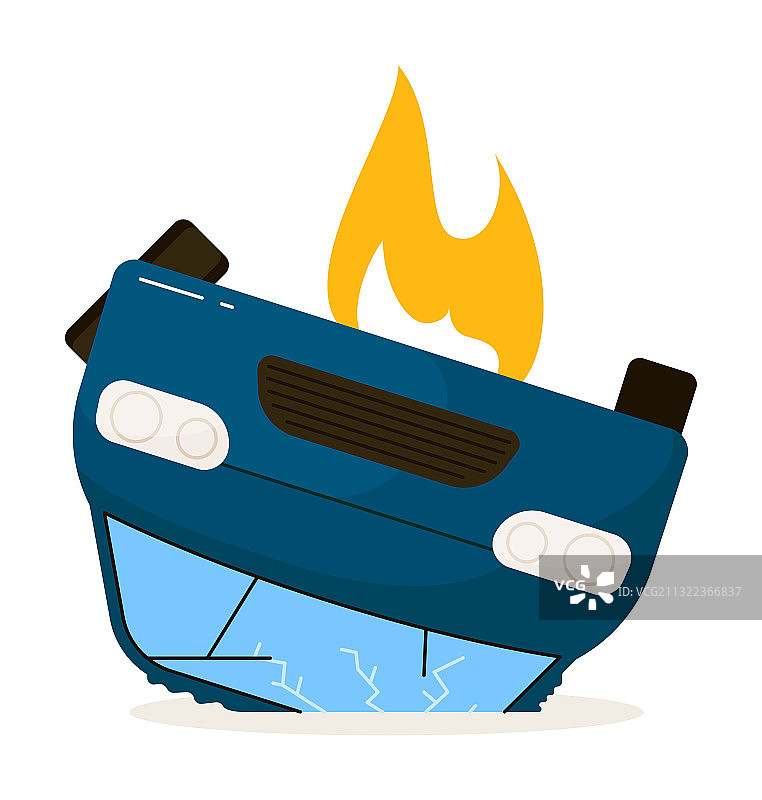 汽车翻倒在白色背景上图片素材