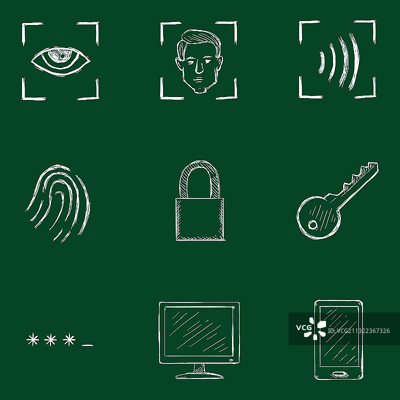 手绘网络安全图标素材图片素材