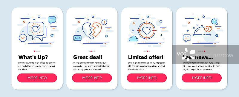 包含朋友聊天分手等元素的爱情图标合集图片素材