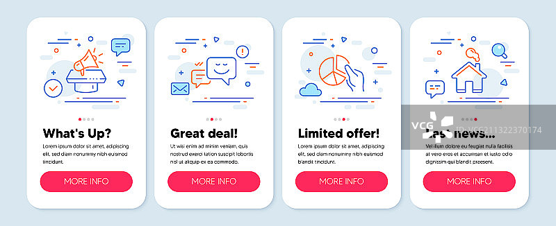 商业图标集，如扩音器馅饼图片素材