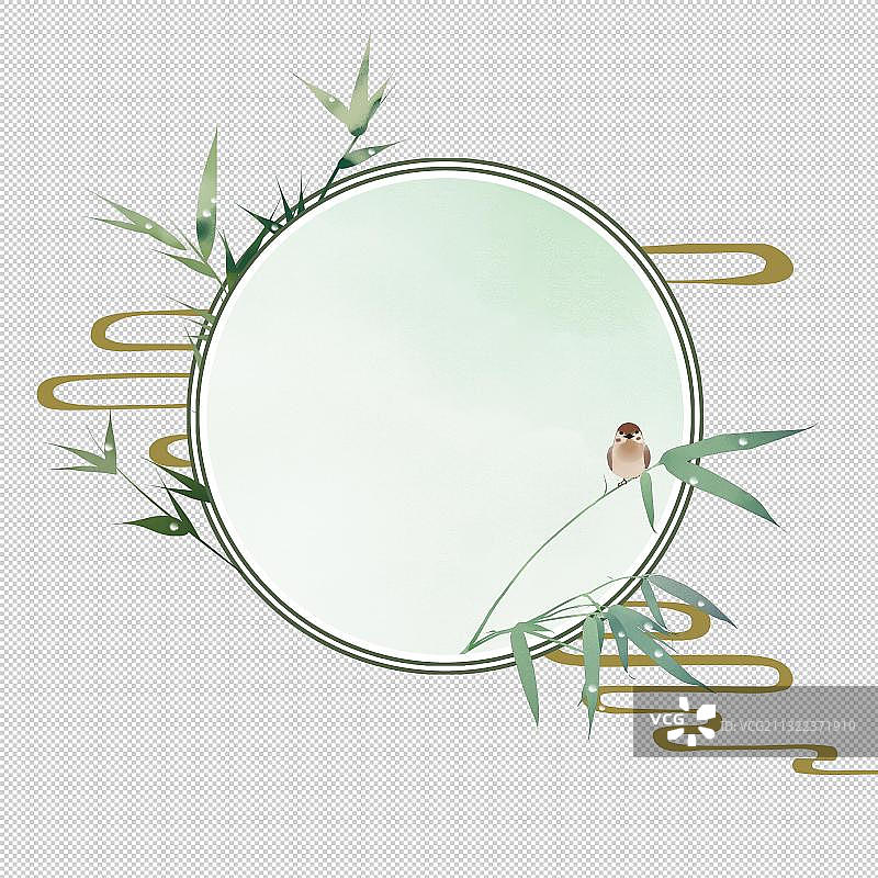 中式圆形边框素材雨水图片素材