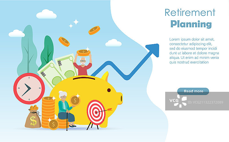 老年夫妇在小猪存钱罐上存钱图片素材