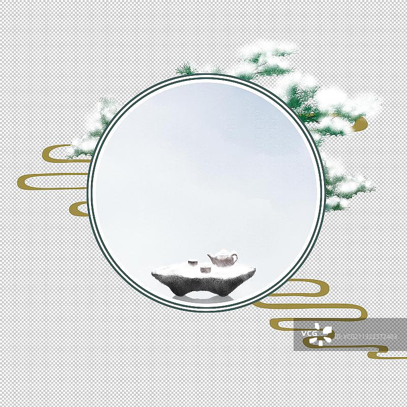 中式圆形边框素材小寒图片素材