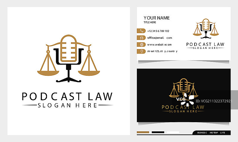 律师与法律正义播客麦克风标志设计图片素材