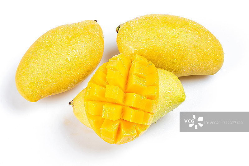 白底上的切花芒果特写图片素材