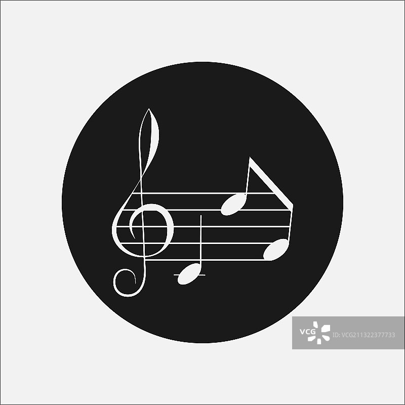 圆形黑色背景上的音符图标图片素材