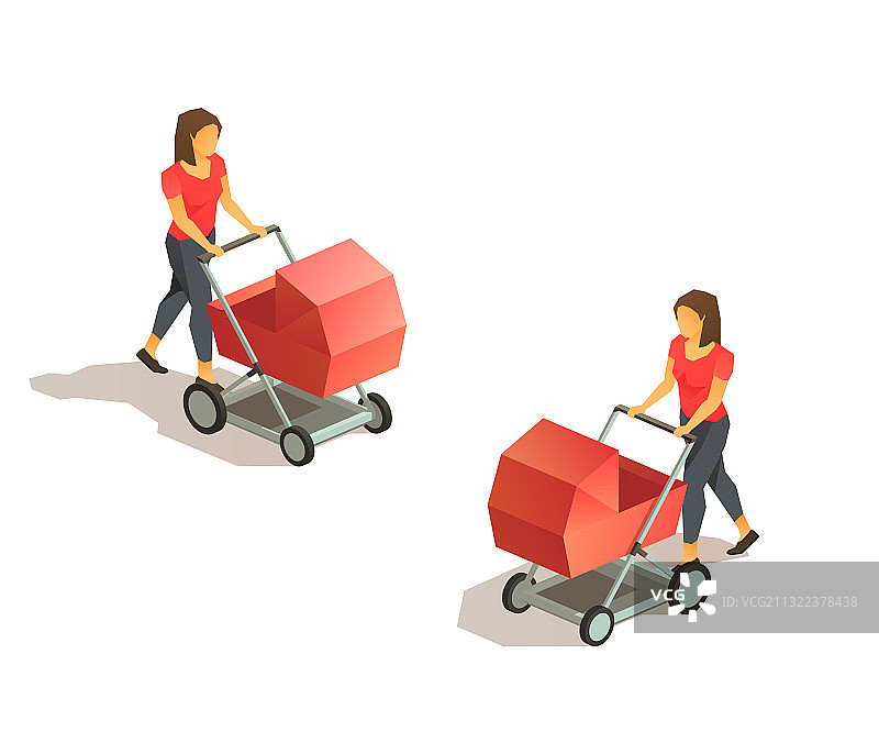 推着婴儿车的母亲图片素材