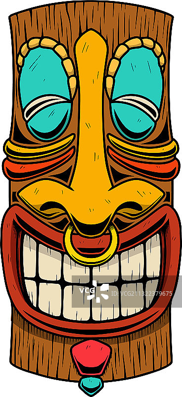 用于logo的提基部落木制面具设计元素图片素材