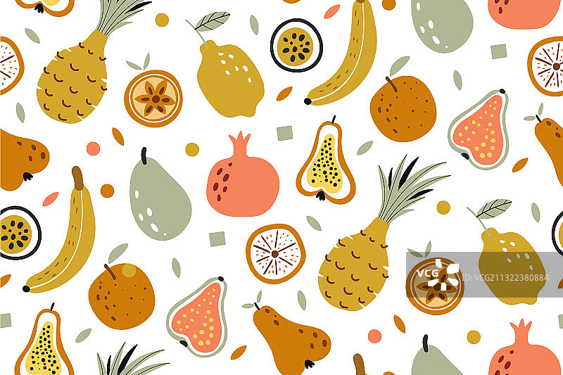 热带夏季水果无缝图案图片素材