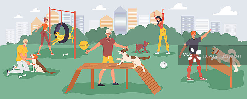 人们在操场遛宠物图片素材