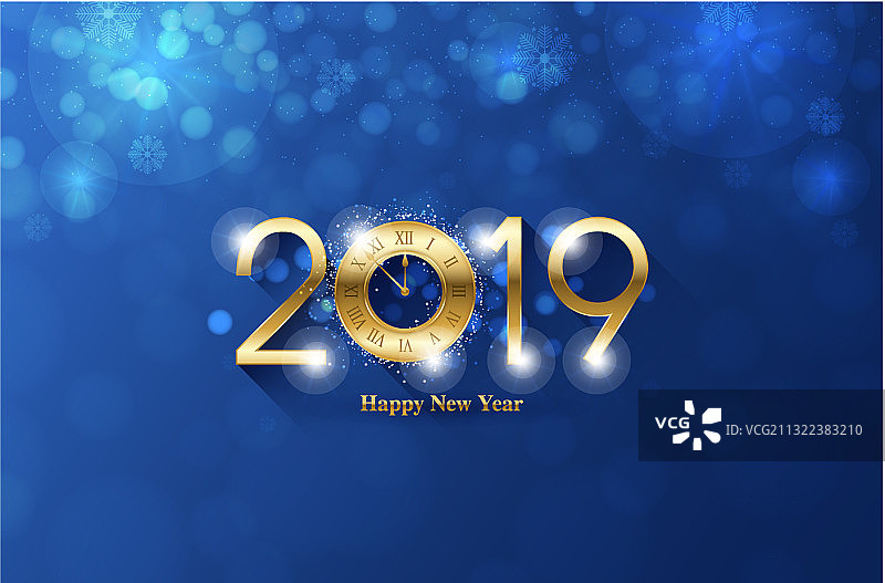 2019新年快乐圣诞贺卡金色设计图片素材