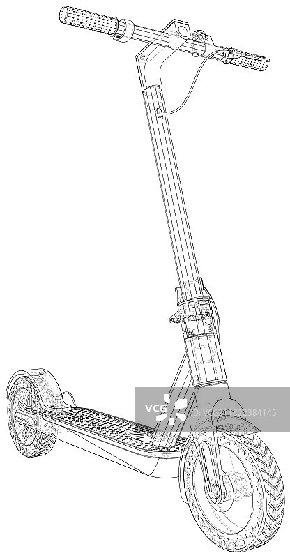 电动滑板车线框图图片素材