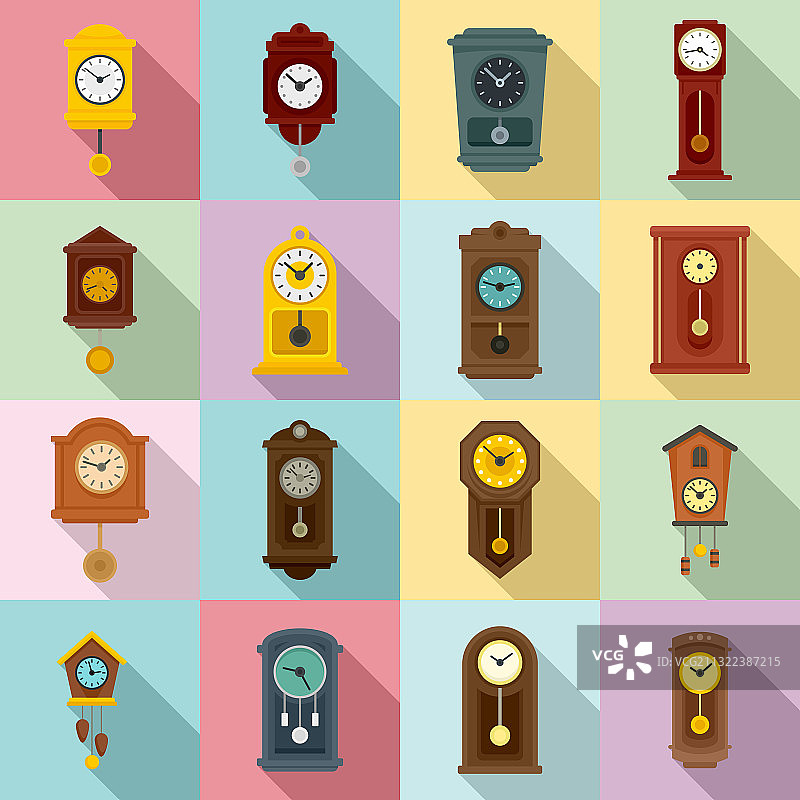 摆钟图标扁平风格图片素材