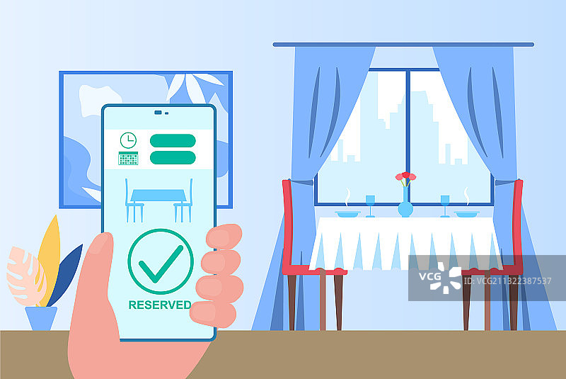 餐厅餐桌预订概念图片素材