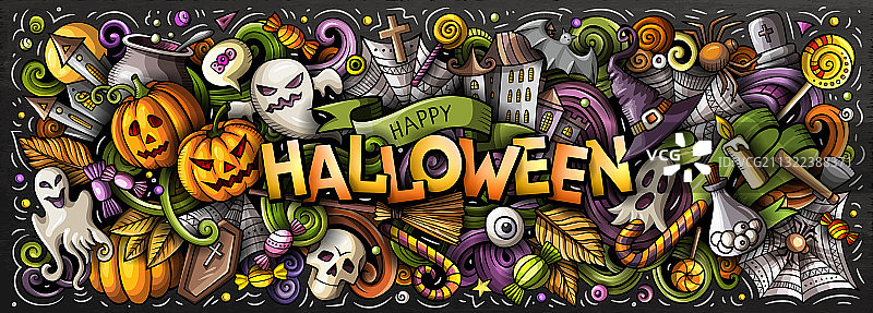 万圣节快乐手绘卡通涂鸦图片素材