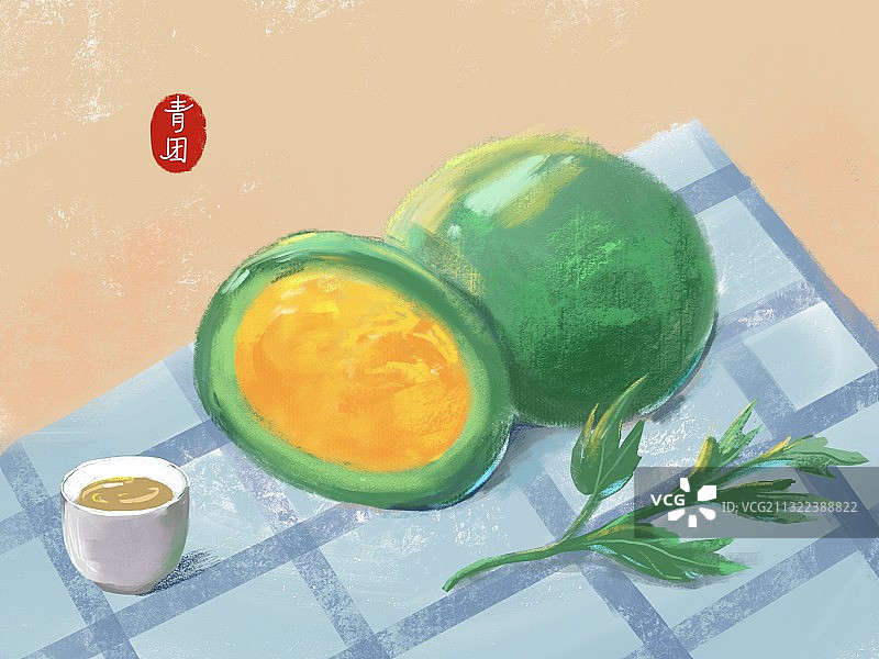 插画清明节的青团图片素材