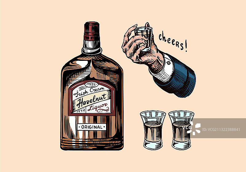 手持玻璃瓶酒液敬酒图片素材