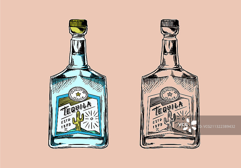 墨西哥复古烈酒玻璃瓶图片素材