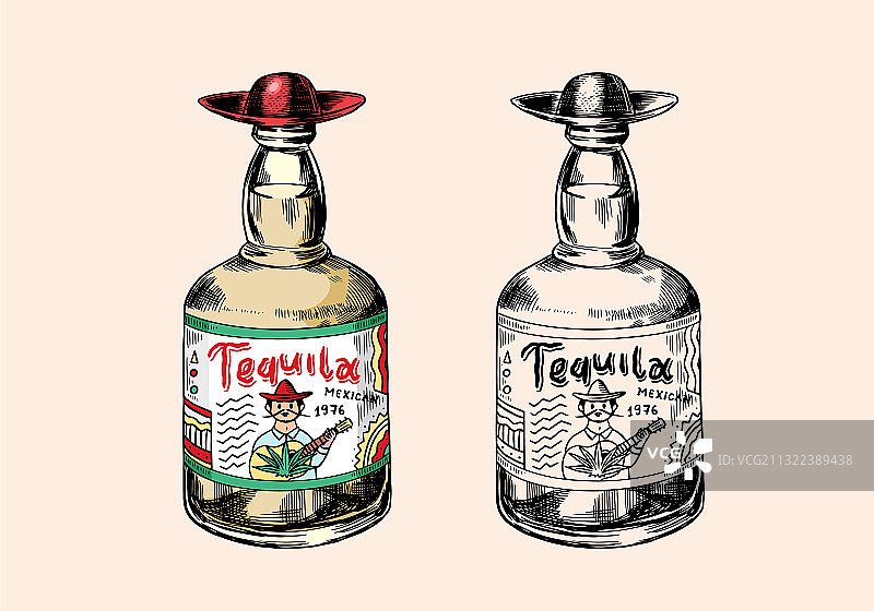 墨西哥复古烈酒玻璃瓶图片素材
