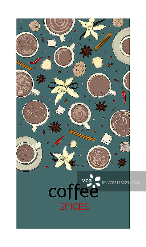 咖啡或茶香料卡片模板图片素材