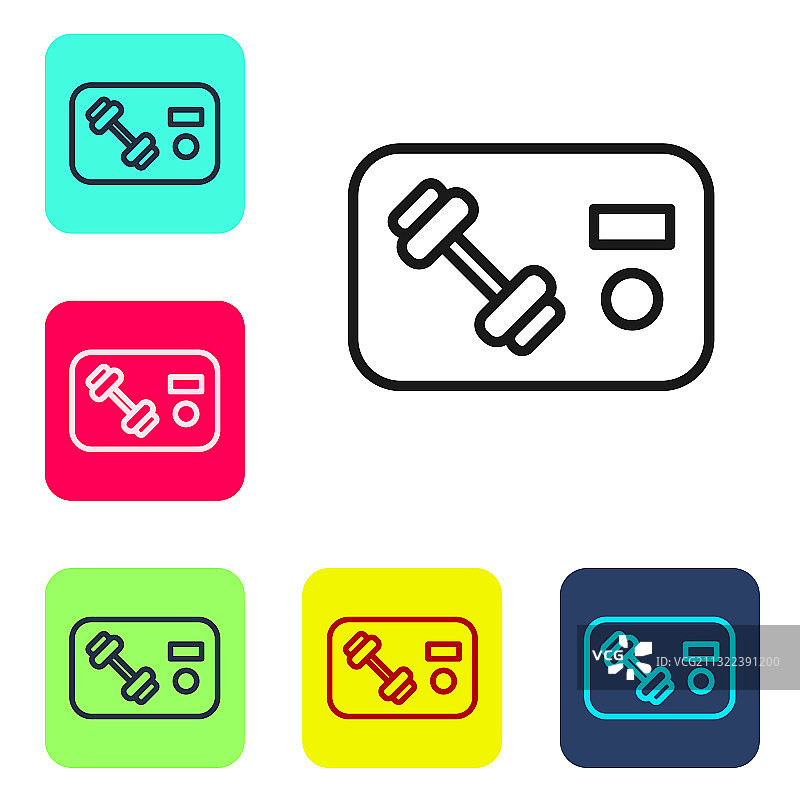 黑色线条健身俱乐部卡图标图片素材